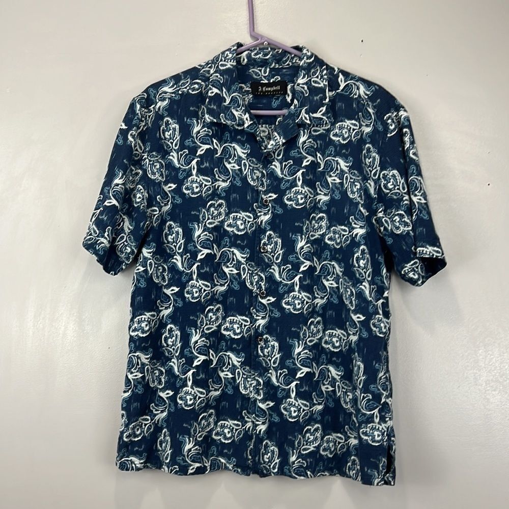 J. Campbell Blue and White Floral Button up Shirt